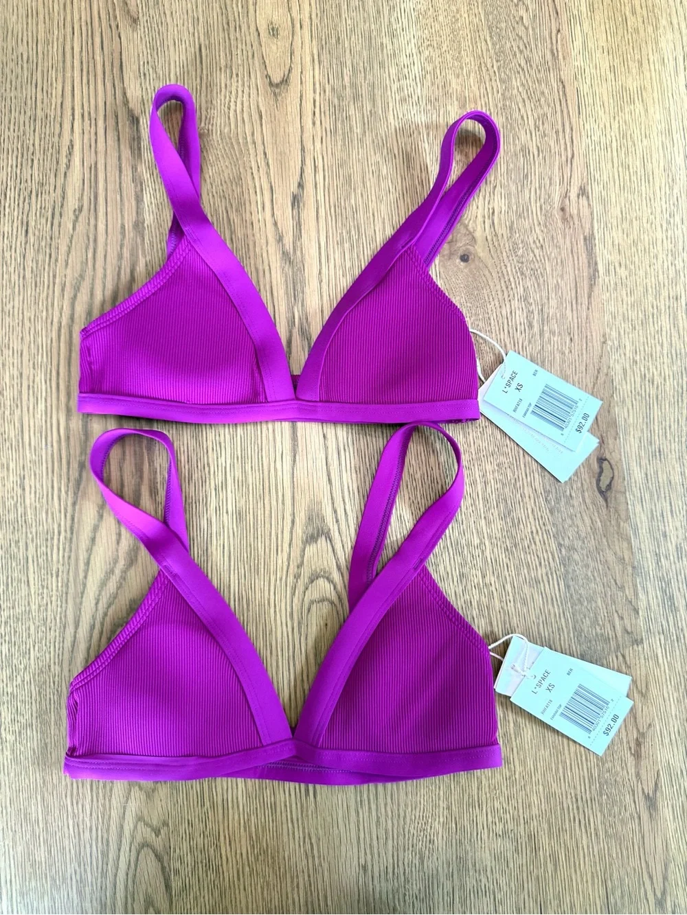 L*Space Farrah Bikini Top Magenta Pink Triangle Bralette NWT XS